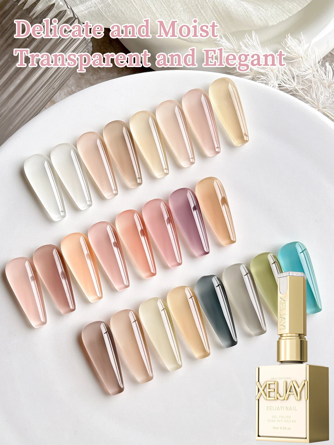 Luxe Glass-Skin Jelly Gel Collection - 24 High-Gloss Shades