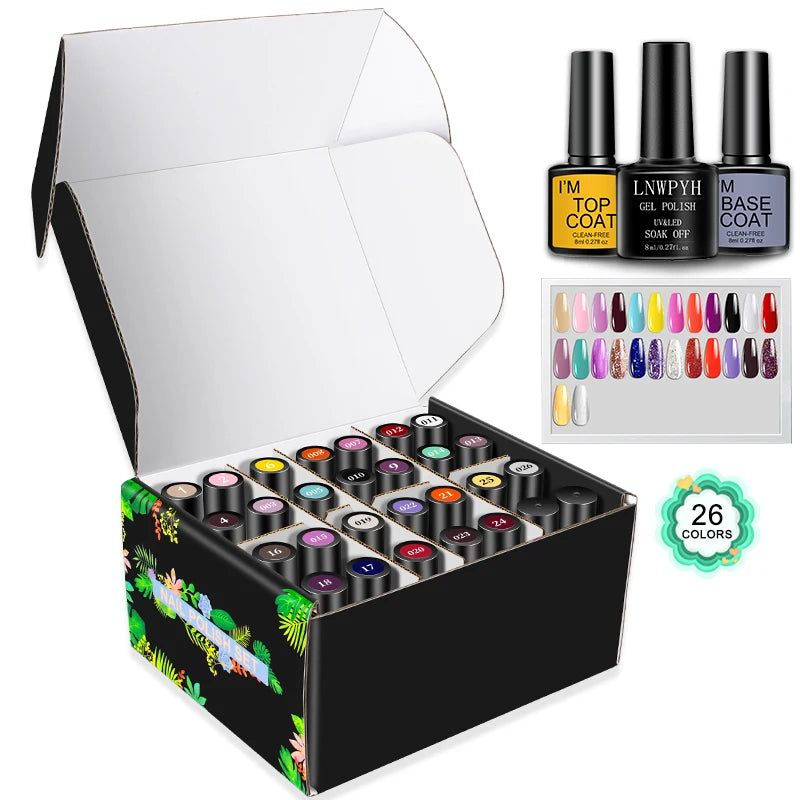 Professional 26-Color Gel Polish Salon Kit - Spring Garden Edition