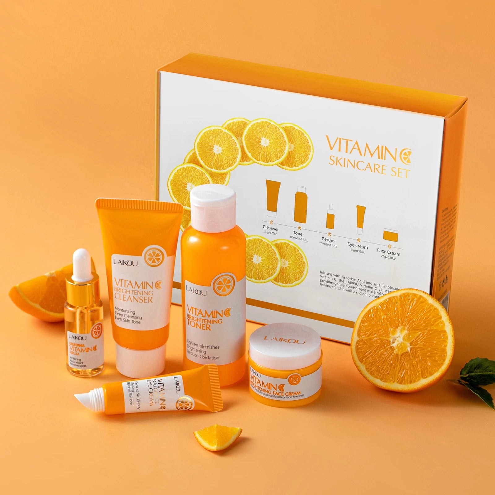 LAIKOU California Vitamin C Clinical Brightening System (5-Piece Luxury Ritual)
