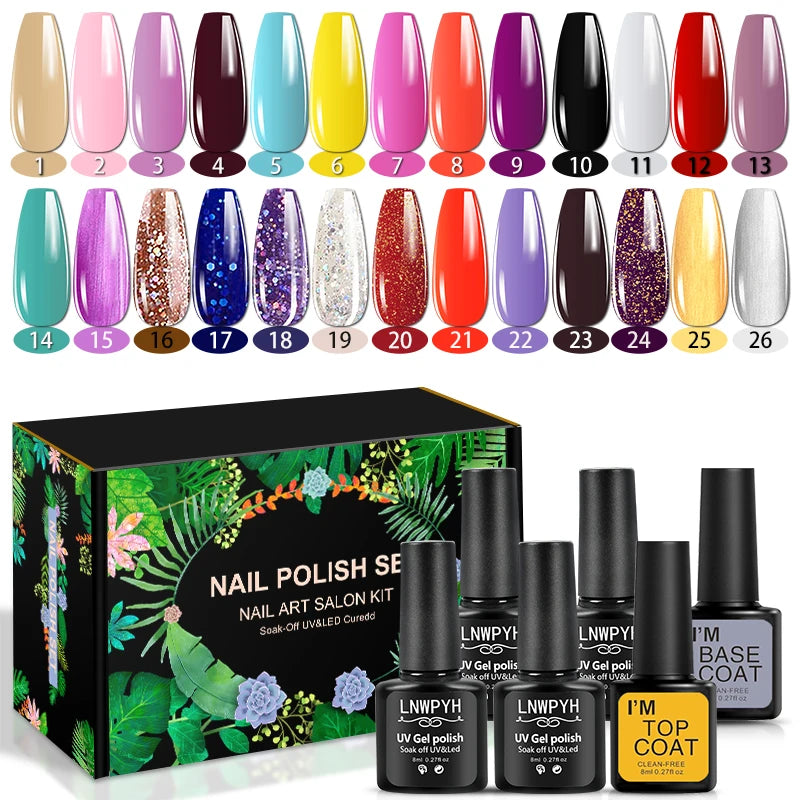Professional 26-Color Gel Polish Salon Kit - Spring Garden Edition
