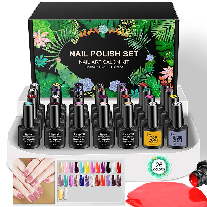 Professional 26-Color Gel Polish Salon Kit - Spring Garden Edition