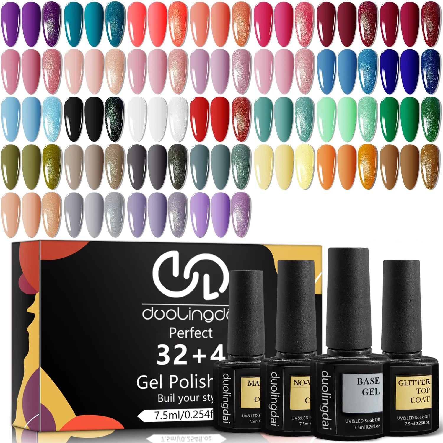 36-Piece Gel Nail Polish Set with Glossy Finish