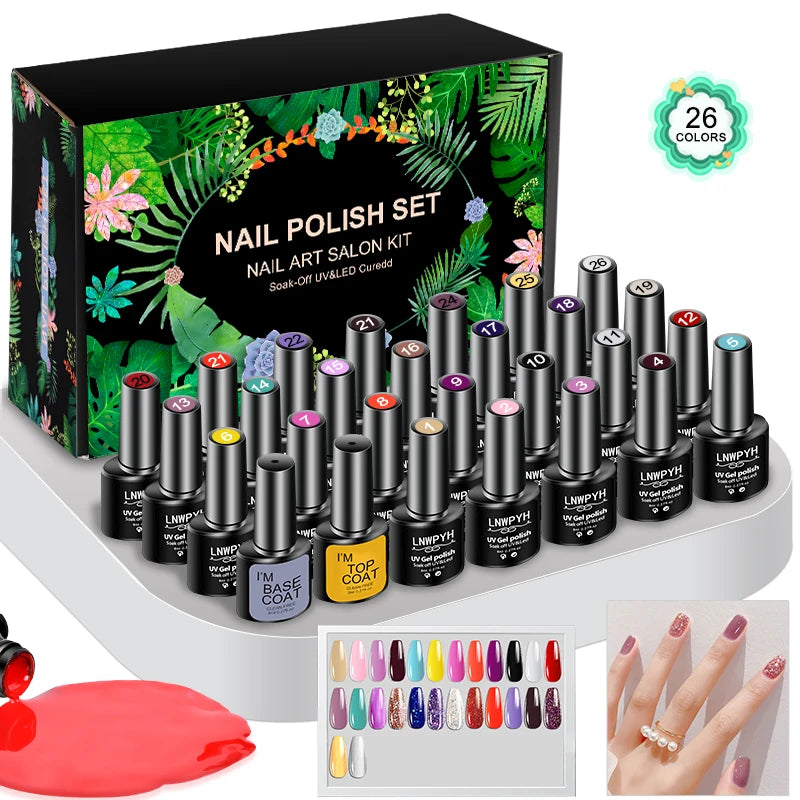 Professional 26-Color Gel Polish Salon Kit - Spring Garden Edition